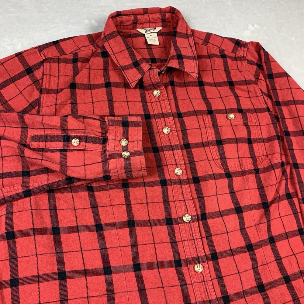 Duluth Trading Flannel Shirt Womens XL Red Plaid Heavy Duty Workwear Cotton